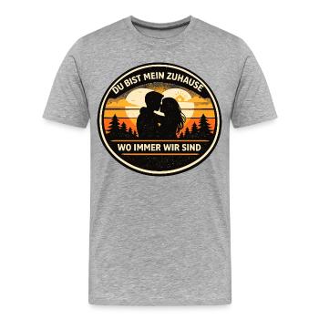 Du bist mein Zuhause Romantik Badge - Männer Premium Bio T-Shirt - Grau meliert - Vorne - Damien (186cm)