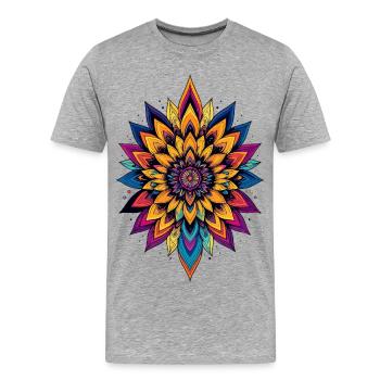 Étoile fleur colorée de mandala de fleurs LSD - T-shirt bio Premium Homme - gris chiné - Devant - Damien (186cm)