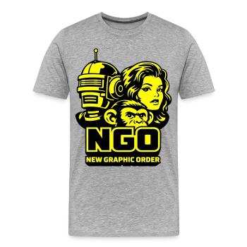 NGO Neon Pop Retro Portraits - Männer Premium Bio T-Shirt - Grau meliert - Vorne - Damien (186cm)