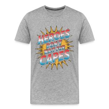 Infirmières aux urgences : les héros n’attendent pas aux urgences - T-shirt bio Premium Homme - gris chiné - Devant - Damien (186cm)