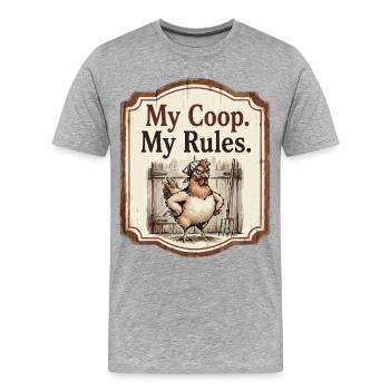 My Coop My Rules Lustige Henne Bauernhof Humor - Männer Premium Bio T-Shirt - Grau meliert - Vorne - Damien (186cm)
