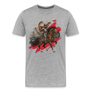 Polnische Flügelhusarenfreiheit 1918 - Männer Premium Bio T-Shirt - Grau meliert - Vorne - Damien (186cm)