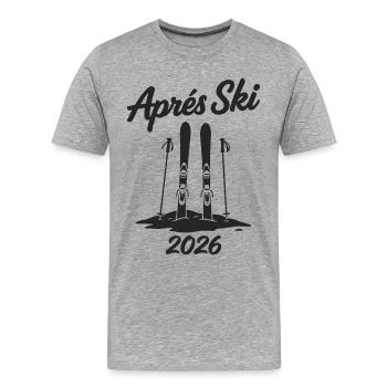 APRES SKI 2026 Fête de Piste d’Hiver - T-shirt bio Premium Homme - gris chiné - Devant - Damien (186cm)