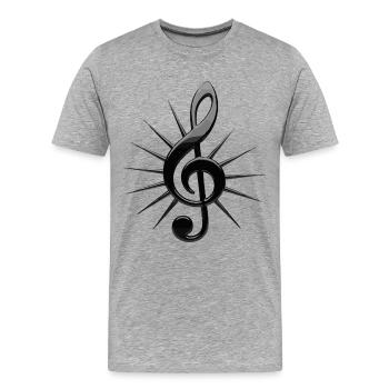 Schwarze Noten mit Strahlen - Männer Premium Bio T-Shirt - Grau meliert - Vorne - Damien (186cm)