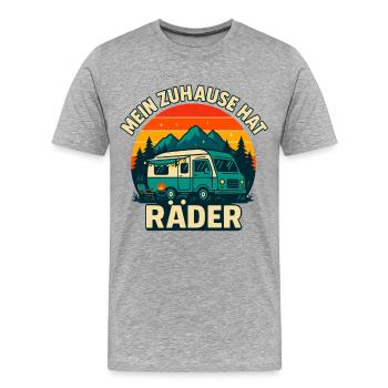 Ma maison a des roues | Camping Vanlife - T-shirt bio Premium Homme - gris chiné - Devant - Damien (186cm)
