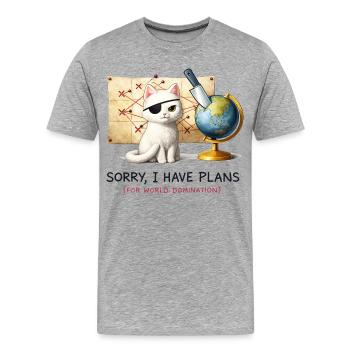 Evil Cat World Domination Plans - Men's Premium Organic T-Shirt - heather grey - Front - Damien (186cm)