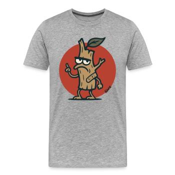 Grimmiger Baum Ast Baumstumpf mit Gesicht - Männer Premium Bio T-Shirt - Grau meliert - Vorne - Damien (186cm)