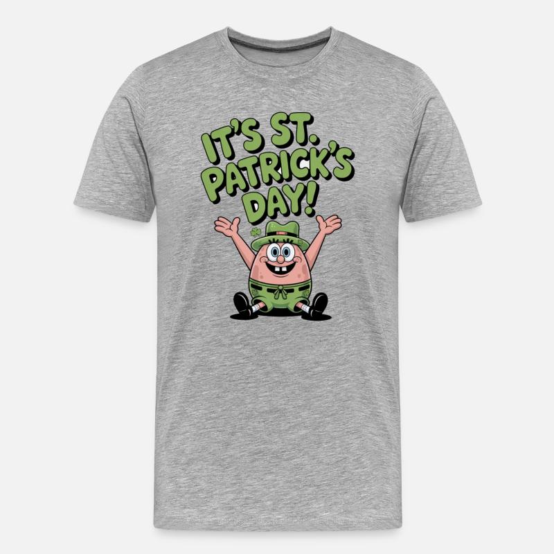 Étoile de mer verte St Patrick Design - T-shirt bio Premium Homme - gris chiné