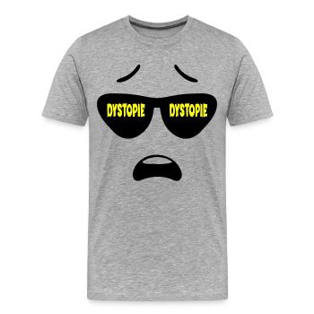 Expression faciale Dystopie Future - T-shirt bio Premium Homme - gris chiné - Devant - Damien (186cm)