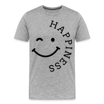 happiness smile - Männer Premium Bio T-Shirt - Grau meliert - Vorne - Damien (186cm)