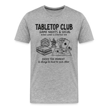 Tabletop Club Board Games – Strategie Spiele  - Männer Premium Bio T-Shirt - Grau meliert - Vorne - Damien (186cm)
