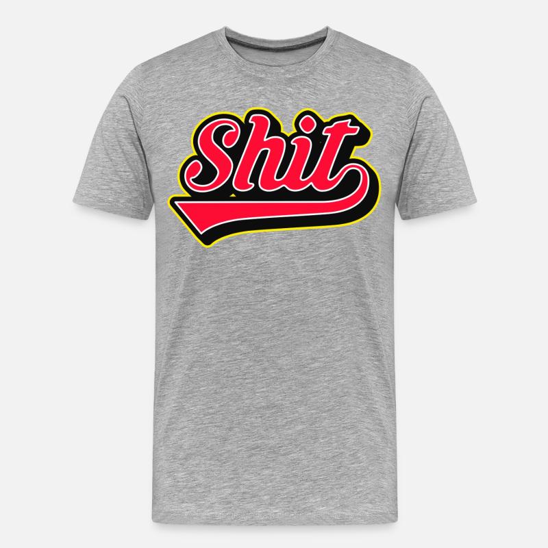 Shit Word Script Logo - Männer Premium Bio T-Shirt - Grau meliert
