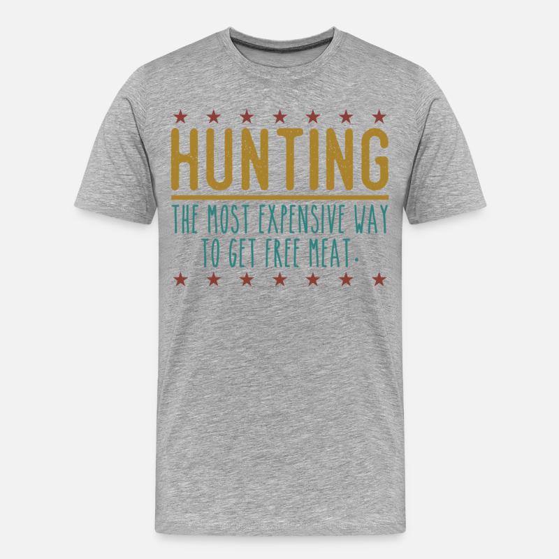 Jäger Lustiger Spruch – Gratis Fleisch Design - Männer Premium Bio T-Shirt - Grau meliert