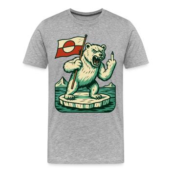 Hands Off Greenland Flag Arctic Polar Bear - Männer Premium Bio T-Shirt - Grau meliert - Vorne - Damien (186cm)