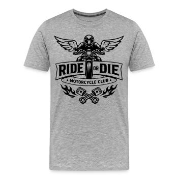 Ride or die - Motorcycle club - Men's Premium Organic T-Shirt - heather grey - Front - Damien (186cm)