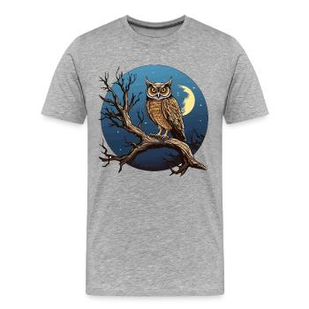 Nachtmond-Eule im Rundkreis - Männer Premium Bio T-Shirt - Grau meliert - Vorne - Damien (186cm)