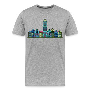 Silhouette de la Dom Tower de la ville d’Utrecht Art moderne - T-shirt bio Premium Homme - gris chiné - Devant - Damien (186cm)