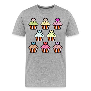 Geburtstagskuchen Muffins - Männer Premium Bio T-Shirt - Grau meliert - Vorne - Damien (186cm)