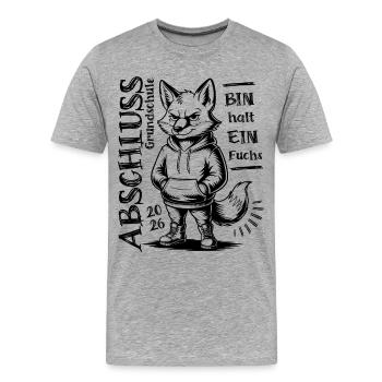 Remise des diplômes de l’école primaire 2026 - Je ne suis qu’un renard - T-shirt bio Premium Homme - gris chiné - Devant - Damien (186cm)