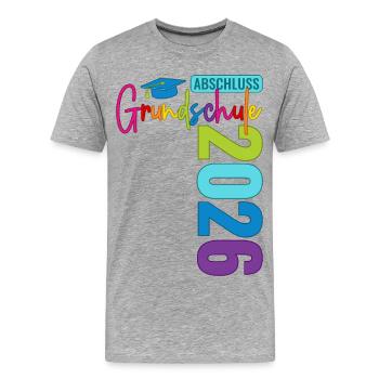 Remise des diplômes de l'école primaire 2026 - T-shirt bio Premium Homme - gris chiné - Devant - Damien (186cm)