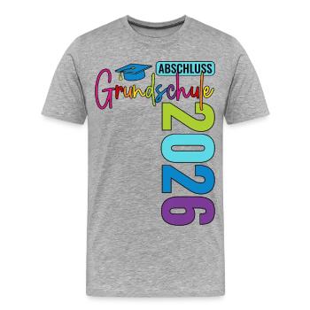 Fin d’études primaires en 2026 - T-shirt bio Premium Homme - gris chiné - Devant - Damien (186cm)