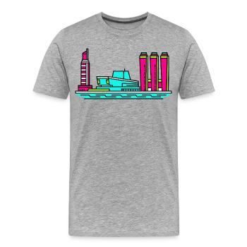 Göteborger Skyline Lippenstiftturm-Kunst - Männer Premium Bio T-Shirt - Grau meliert - Vorne - Damien (186cm)