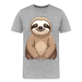 Caricature du paresseux câlin - T-shirt bio Premium Homme - gris chiné - Devant - Damien (186cm)