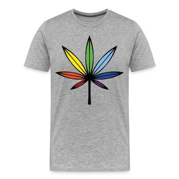 Cannabis / Marijuana / Hemp (Outline / Rainbow) - Men's Premium Organic T-Shirt - heather grey - Front - Damien (186cm)