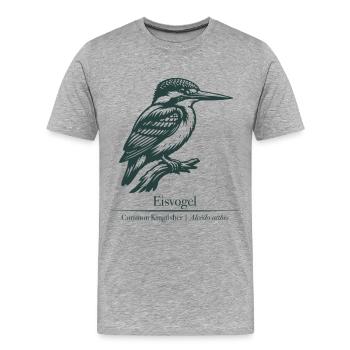 Eisvogel Silhouette | Ornithologie | Zeichnung - Männer Premium Bio T-Shirt - Grau meliert - Vorne - Damien (186cm)