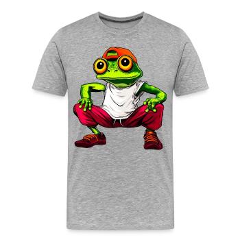 Fitness des grenouilles - T-shirt bio Premium Homme - gris chiné - Devant - Damien (186cm)