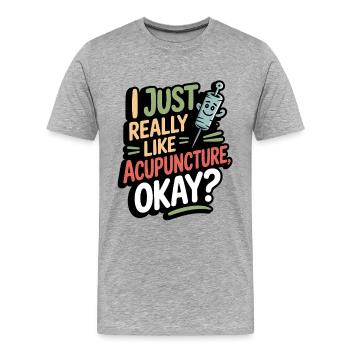 Acupuncture Médecine chinoise Santé - T-shirt bio Premium Homme - gris chiné - Devant - Damien (186cm)