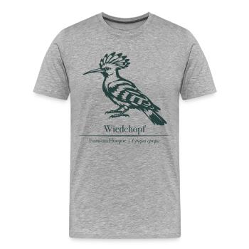 Wiedehopf Silhouette | Ornithologie | Zeichnung - Männer Premium Bio T-Shirt - Grau meliert - Vorne - Damien (186cm)