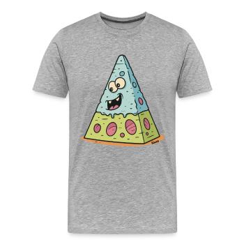 Visage riant du volcan de fromage - T-shirt bio Premium Homme - gris chiné - Devant - Damien (186cm)