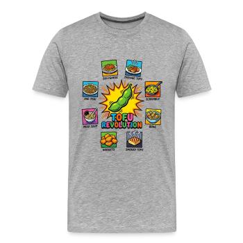 Révolution du tofu - T-shirt bio Premium Homme - gris chiné - Devant - Damien (186cm)