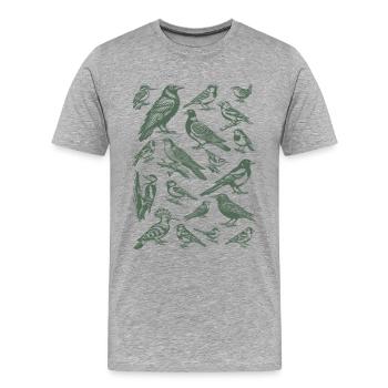 Silhouettes d’oiseaux Ornithologues Ornithologues Ornithologues - T-shirt bio Premium Homme - gris chiné - Devant - Damien (186cm)