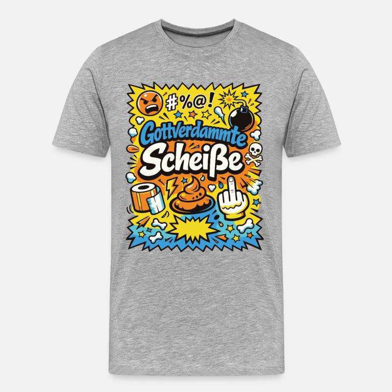 Gottverdammte Scheiße! Comic-Explosion - Männer Premium Bio T-Shirt - Grau meliert