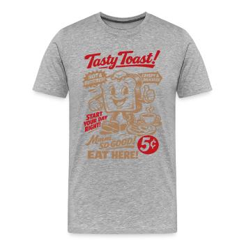 Tasty Toast Vintage Snack | Retro Breakfast - Men's Premium Organic T-Shirt - heather grey - Front - Damien (186cm)