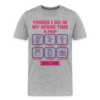 Dinge, die ich in meiner Freizeit tue, K-Pop-Idol-Leben - Männer Premium Bio T-Shirt - Grau meliert - Vorne - Damien (186cm)