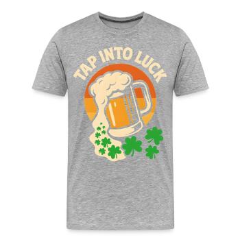 TAP INTO LUCK - Men's Premium Organic T-Shirt - heather grey - Front - Damien (186cm)
