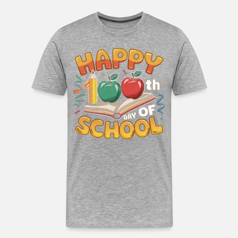 Conception du centième anniversaire de l’école - T-shirt bio Premium Homme - gris chiné