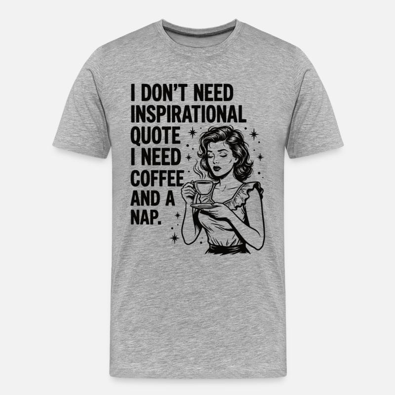 Echte Kaffeeliebe Nickerchen Statement - Männer Premium Bio T-Shirt - Grau meliert