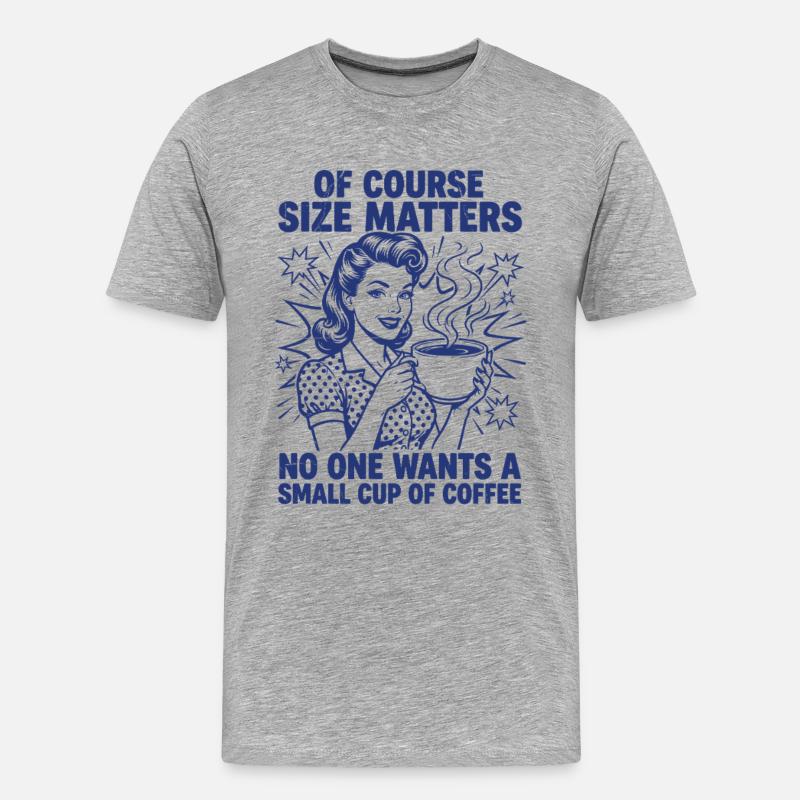 Kaffee Größe Matters Retro Statement - Männer Premium Bio T-Shirt - Grau meliert