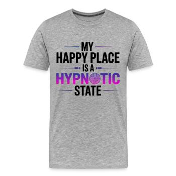 Hypnotiseur : Mon endroit heureux est un professionnel hypnotique - T-shirt bio Premium Homme - gris chiné - Devant - Damien (186cm)