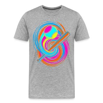 Batte de baseball et balle - T-shirt bio Premium Homme - gris chiné - Devant - Damien (186cm)