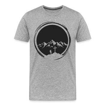 Summit Cross Hiking Mountains Summits Mountaineers Nature - Men's Premium Organic T-Shirt - heather grey - Front - Damien (186cm)