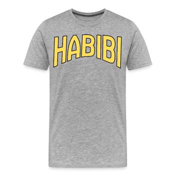 Art de mots Habibi jaune sur noir - T-shirt bio Premium Homme - gris chiné - Devant - Damien (186cm)