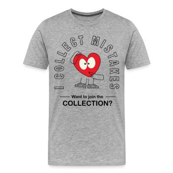 I Collect Mistakes – Minimalist Flirt Saying - Men's Premium Organic T-Shirt - heather grey - Front - Damien (186cm)