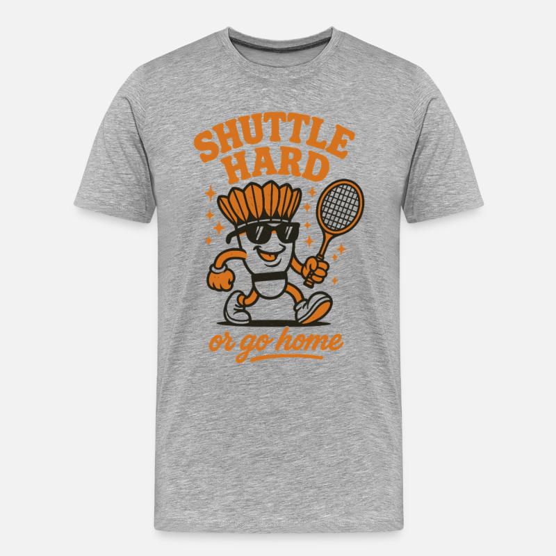 Shuttle Hard | Badminton Motivation Spruch - Männer Premium Bio T-Shirt - Grau meliert