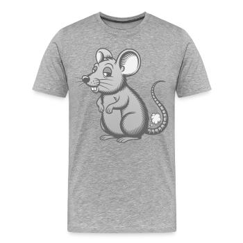 Souris qui pète, pet, pet, petite souris - T-shirt bio Premium Homme - gris chiné - Devant - Damien (186cm)