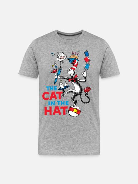 Cat In The Hat Juggling Fun Design - Men's Premium Organic T-Shirt - heather grey